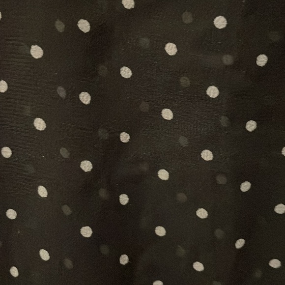 Bar III L Sheer Black with White Polka Dots Button Blouse - Picture 4 of 5